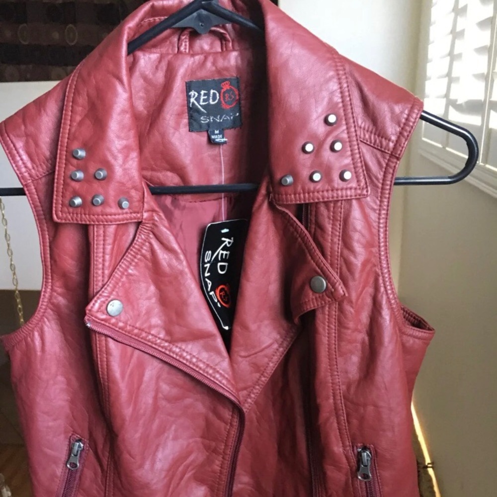 Red leather jacket by red snap